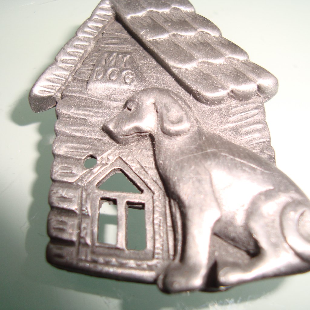 Torino Dog By The Dog House Pewter Brooch Pin & Dog Necklace Set